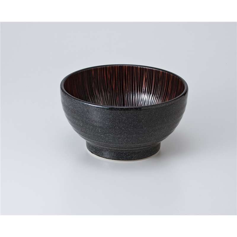 古林陶器 丼 刻み乱十草5.5釜上丼(黒) 630640224 1個（ご注文単位1個）【直送品】