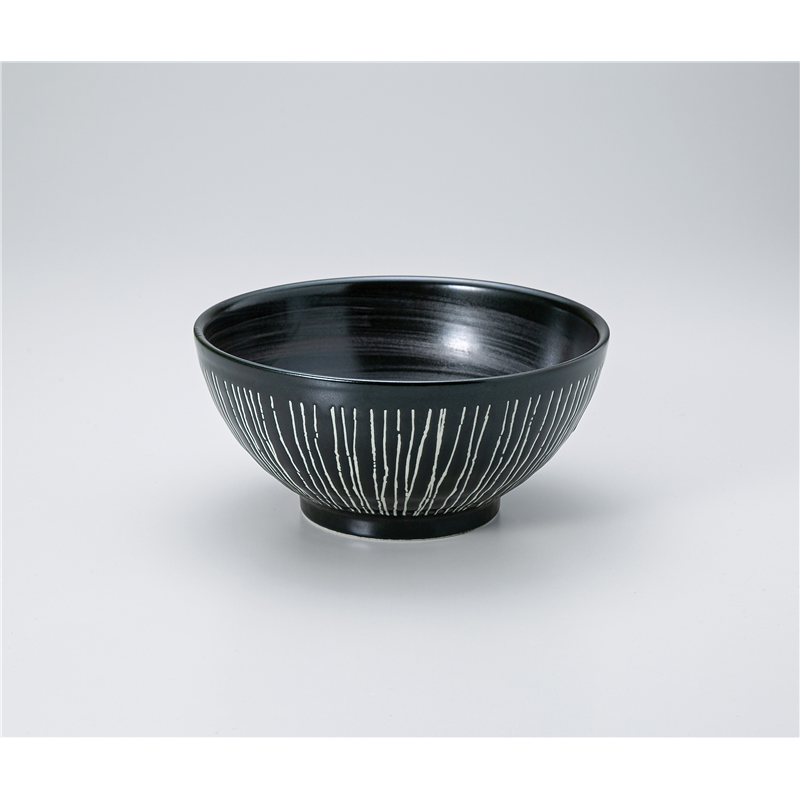 古林陶器 丼 彫十草(黒) 窯上丼 1329840140 1個（ご注文単位1個）【直送品】