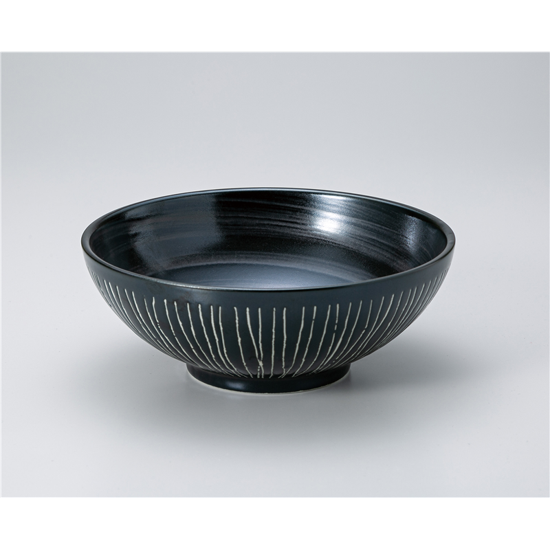 古林陶器 丼 彫十草(黒) 麺鉢 1329910140 1個（ご注文単位1個）【直送品】