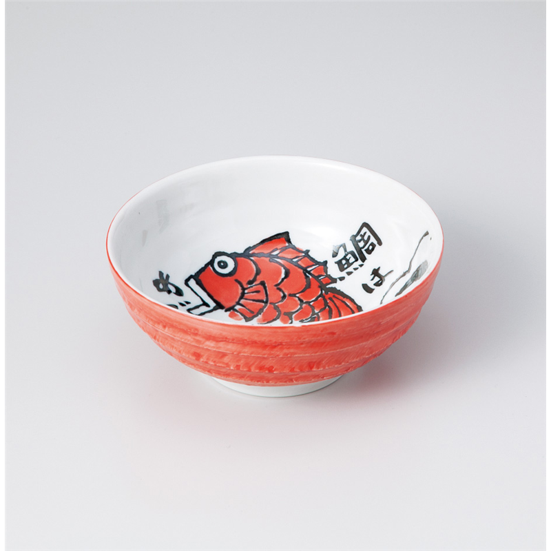 古林陶器 丼 めで鯛 6.0麺鉢 赤 831450201 1個（ご注文単位1個）【直送品】