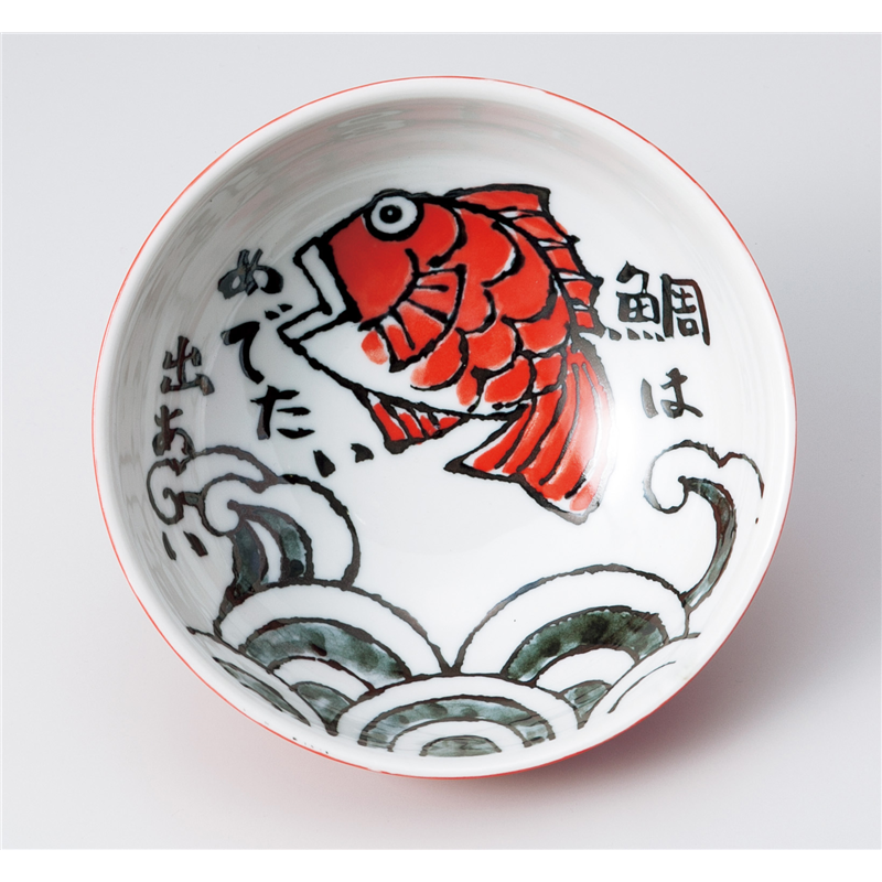 古林陶器 丼 めで鯛 6.0麺鉢 赤 831450201 1個（ご注文単位1個）【直送品】