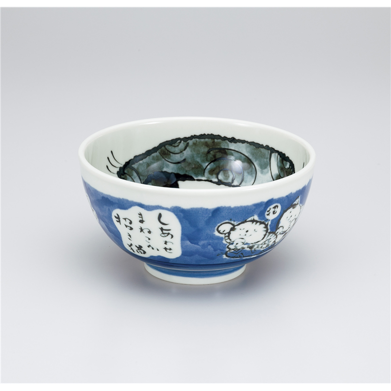 古林陶器 丼 軽量ネコどんぶり5.0大青 1034140779 1個（ご注文単位1個）【直送品】