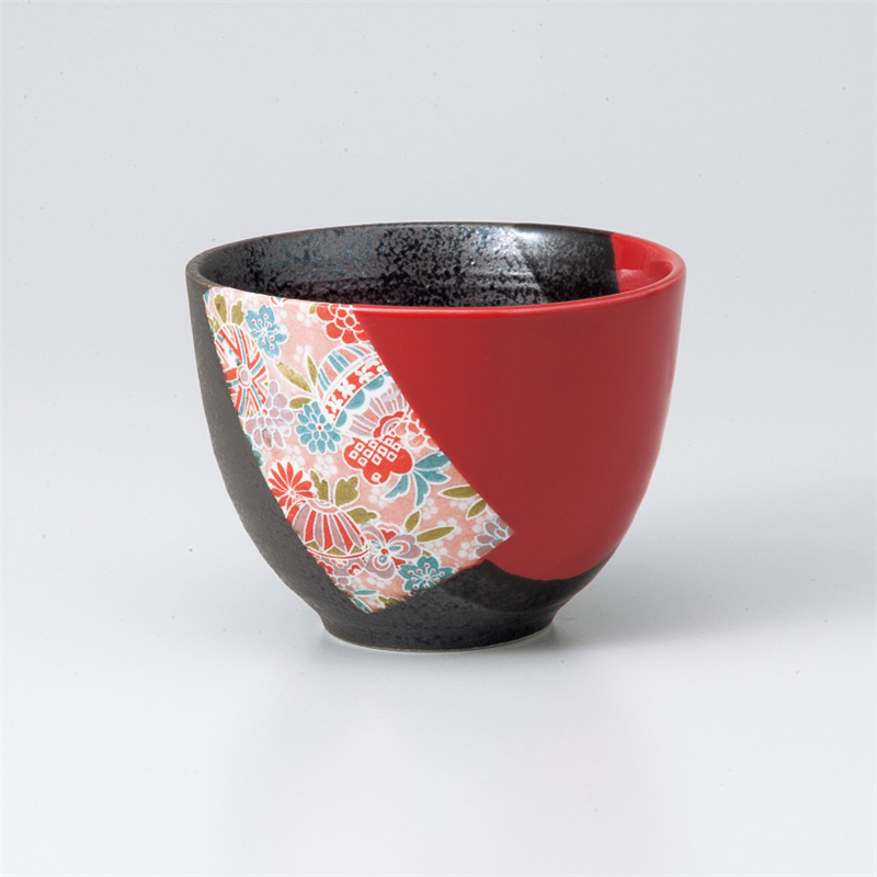 古林陶器 小丼 黒赤ヌリ分カット絵小丼 832310679 1個（ご注文単位1個）【直送品】