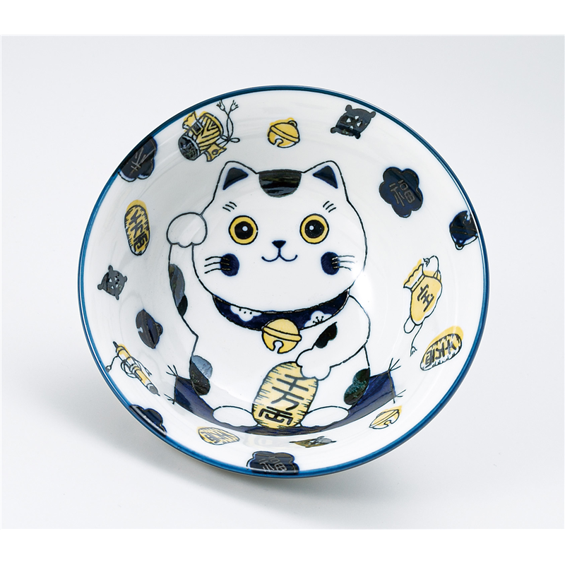 古林陶器 多用椀 縁起猫 4.8多用丼 紺 1331250101 1個（ご注文単位1個）【直送品】