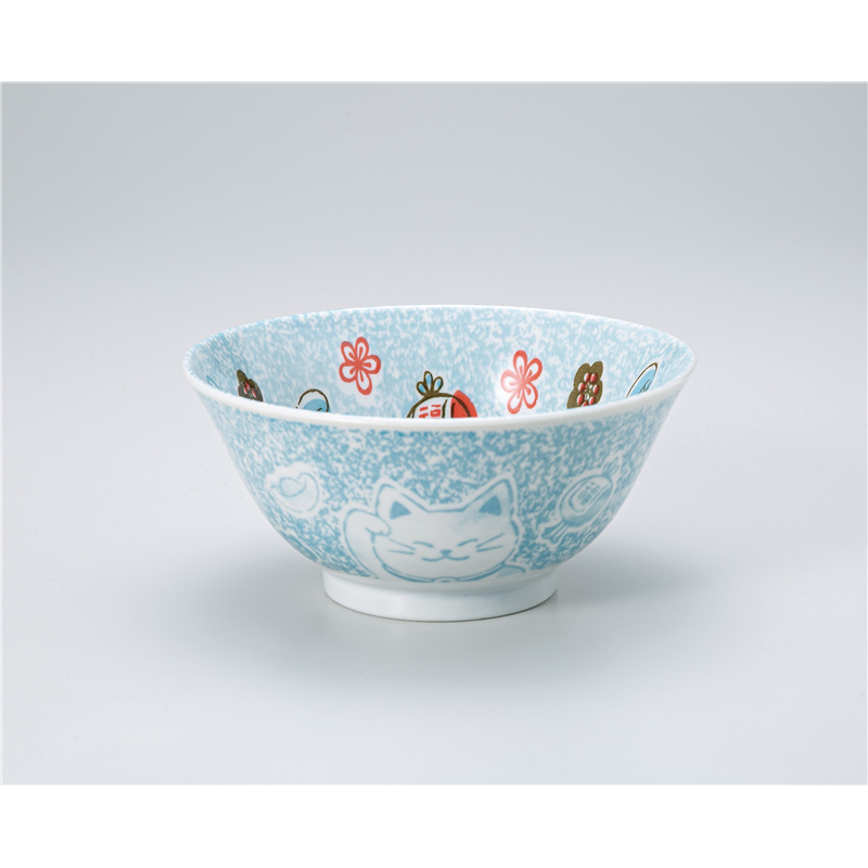 古林陶器 多用椀 招き猫 青4.8多用丼 1331250554 1個（ご注文単位1個）【直送品】