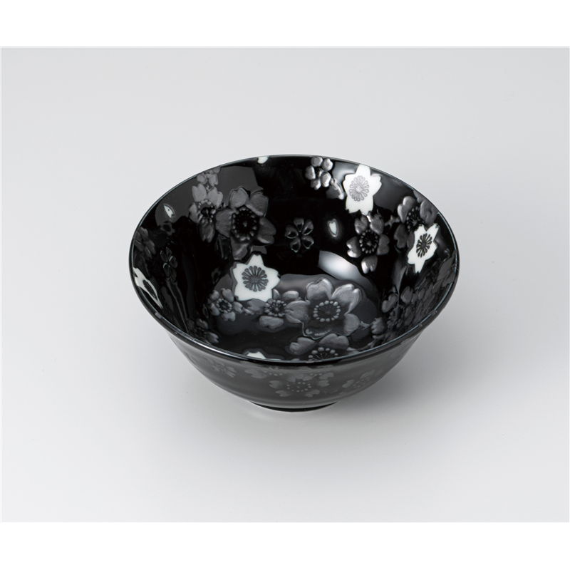 古林陶器 多用椀 銀彩花言葉4.8多用丼 黒 1232950301 1個（ご注文単位1個）【直送品】
