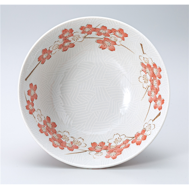 古林陶器 多用椀 千年桜 4.8多用丼 赤 1331330701 1個(ご注文単位1個)【直送品】