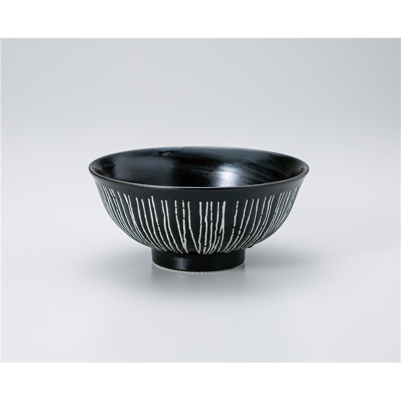 古林陶器 茶漬椀・ライス丼 彫十草(黒) 茶漬碗 1331450840 1個（ご注文単位1個）【直送品】