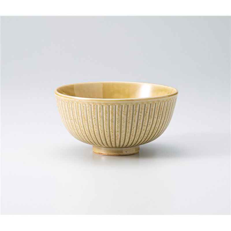 古林陶器 飯椀 黄瀬戸彫十草 飯碗 1332010278 1個（ご注文単位1個）【直送品】