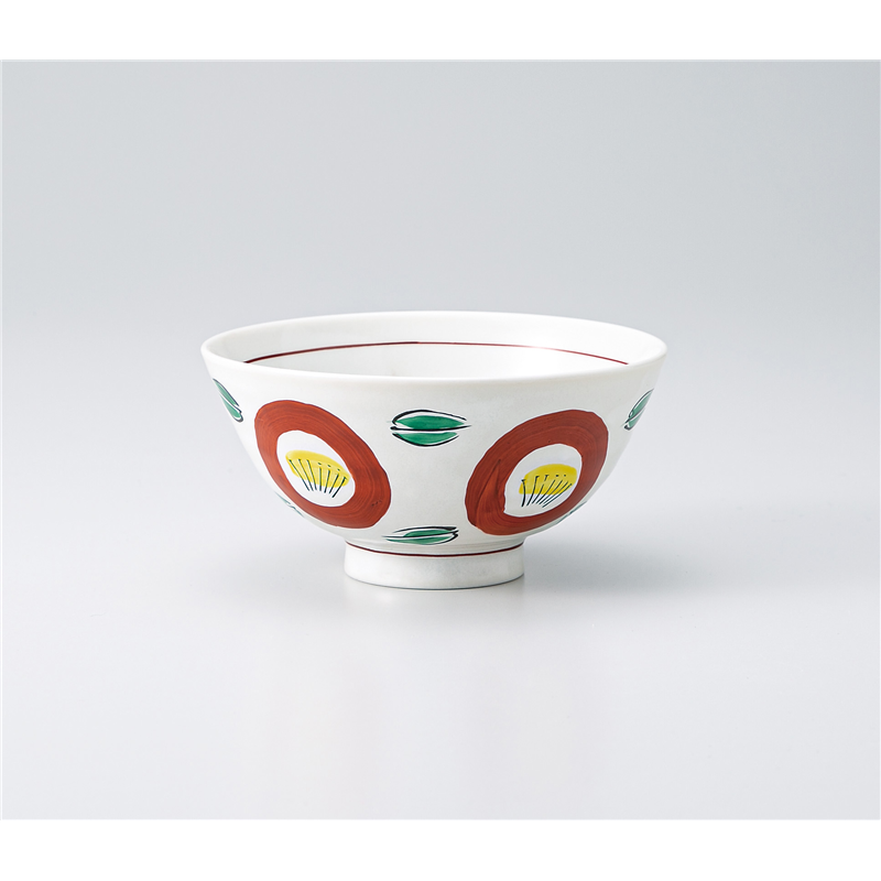 古林陶器 飯椀 手描赤絵茶碗 二輪椿 1332060315 1個（ご注文単位1個）【直送品】