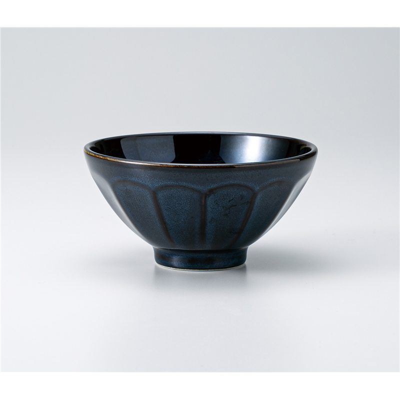 古林陶器 飯椀 窯変紺 菊割大平 1332110440 1個（ご注文単位1個）【直送品】