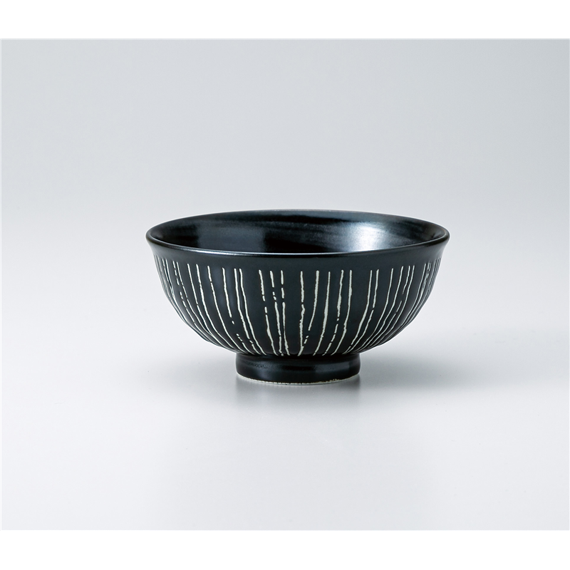 古林陶器 飯椀 彫十草(黒) 茶碗 1332150240 1個（ご注文単位1個）【直送品】