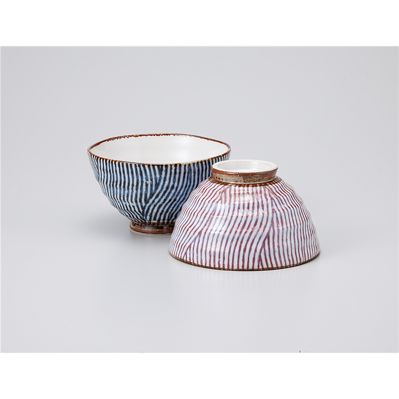 古林陶器 飯椀 まがり十草茶碗 青 1135660561 1個（ご注文単位1個）【直送品】