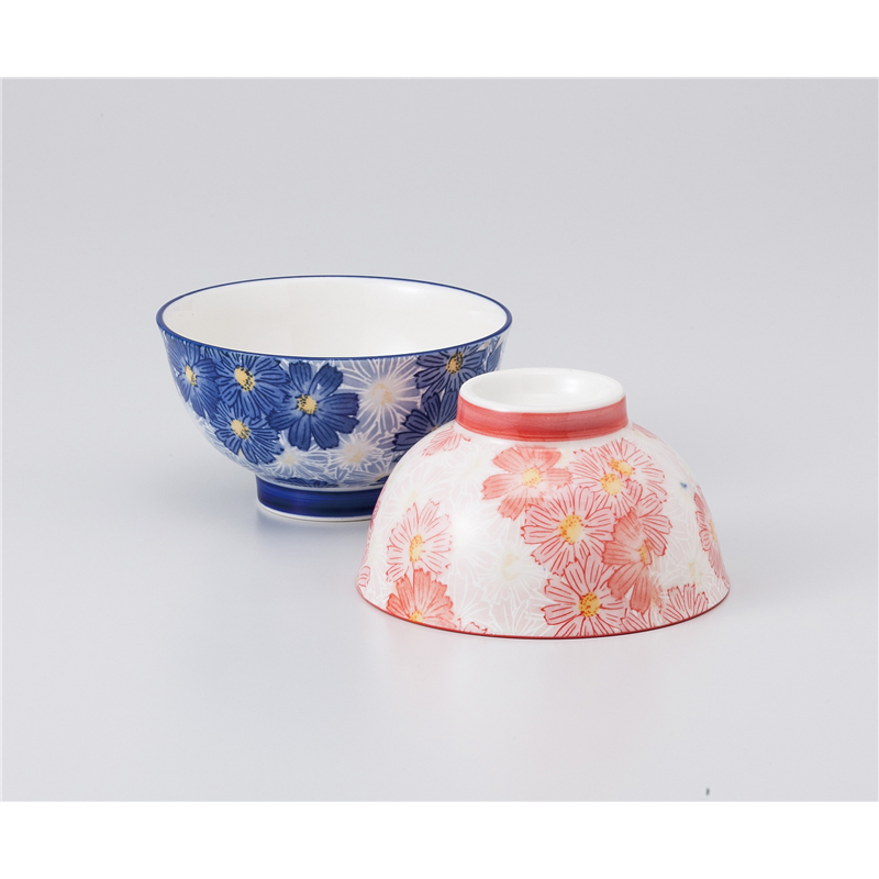 古林陶器 飯椀 華々(青)高台茶碗 1036350351 1個（ご注文単位1個）【直送品】