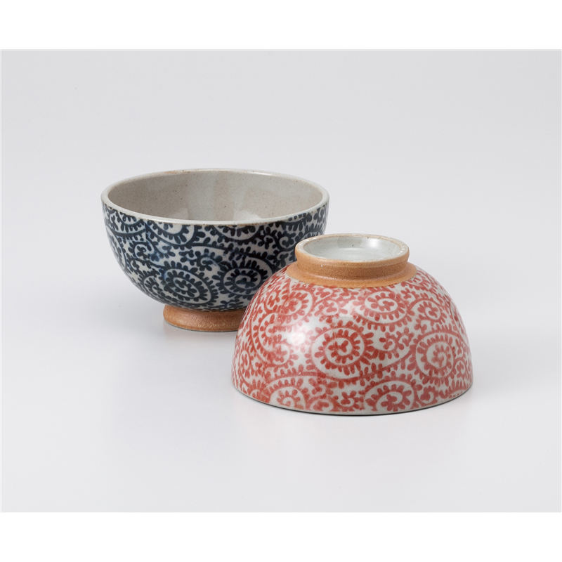 古林陶器 飯椀 土物タコ唐草 青茶碗 1036350152 1個（ご注文単位1個）【直送品】