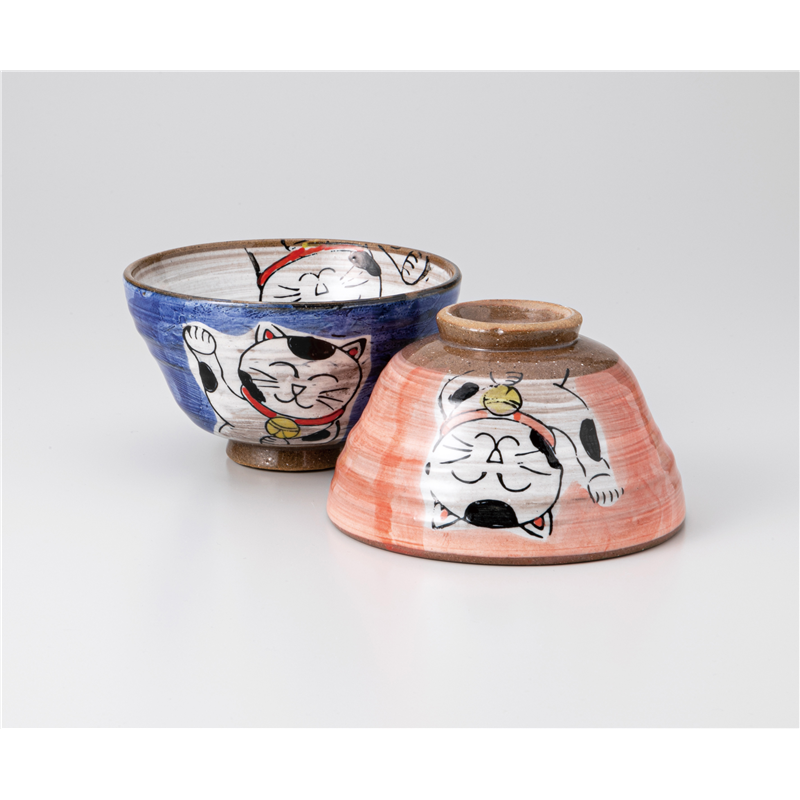 古林陶器 飯椀 粉引ねこ 青茶碗 1235310531 1個（ご注文単位1個）【直送品】