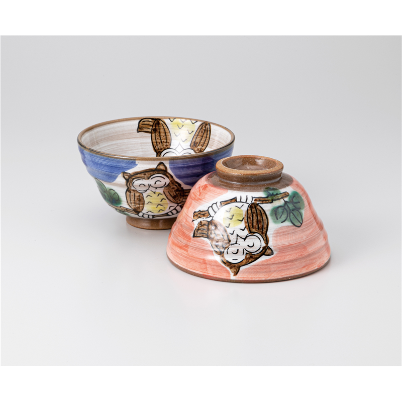 古林陶器 飯椀 粉引ふくろう 青茶碗 1235310731 1個（ご注文単位1個）【直送品】