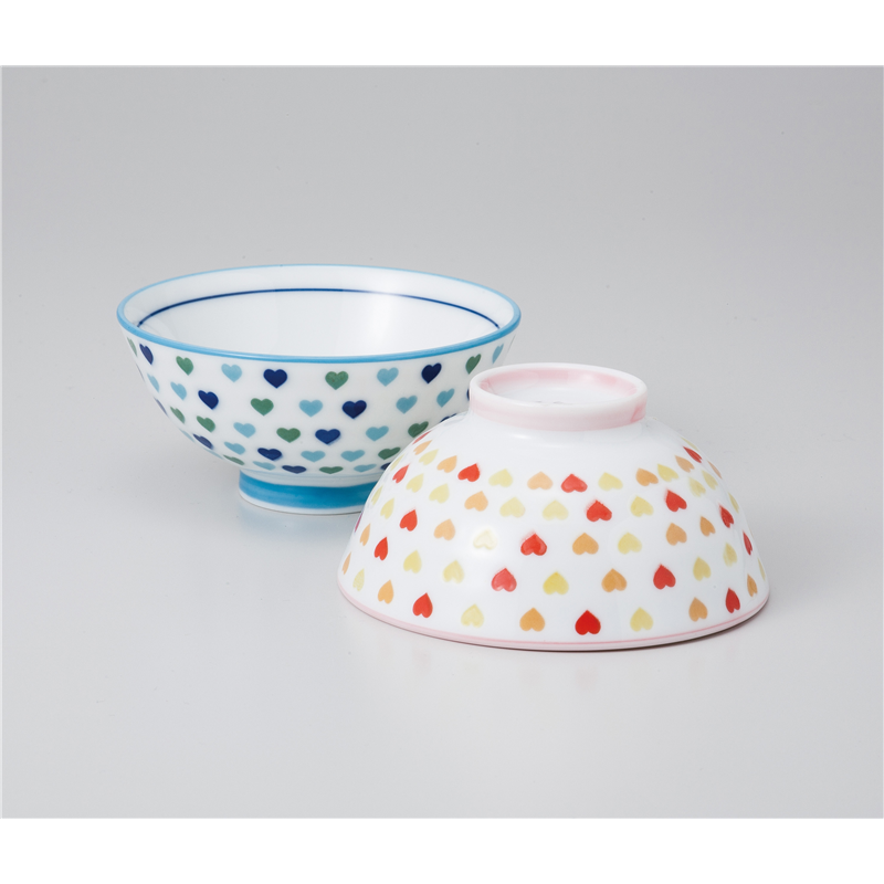 古林陶器 飯椀 いっぱいハート ブルー茶碗(小) 1037130752 1個（ご注文単位1個）【直送品】