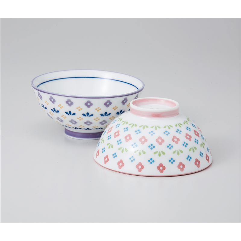 古林陶器 飯椀 かわいい花畑 紫茶碗(小) 1037130552 1個（ご注文単位1個）【直送品】