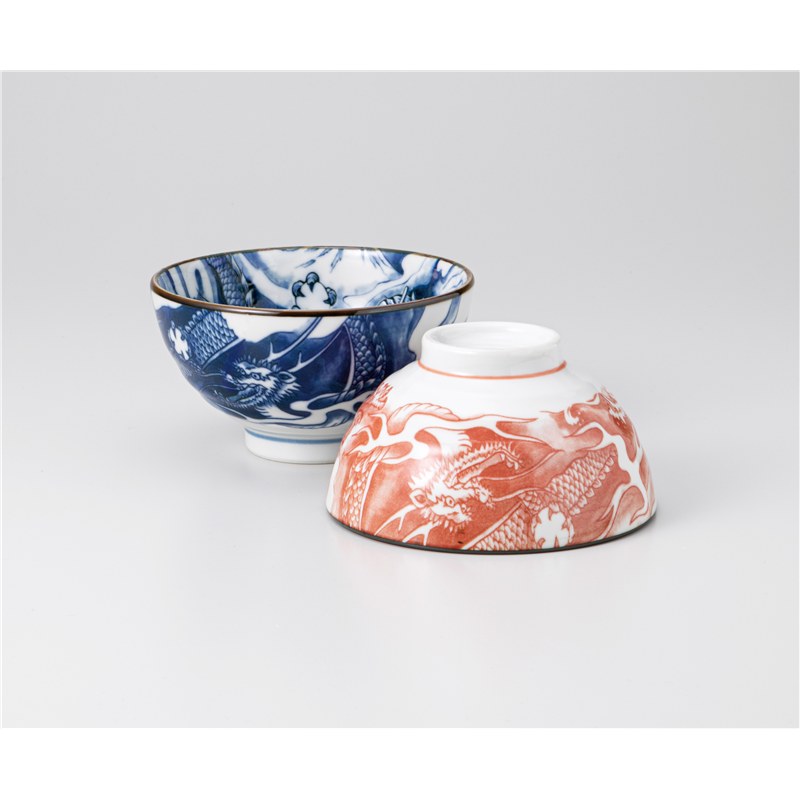 古林陶器 飯椀 ドラゴン 紺大平 1235460401 1個（ご注文単位1個）【直送品】