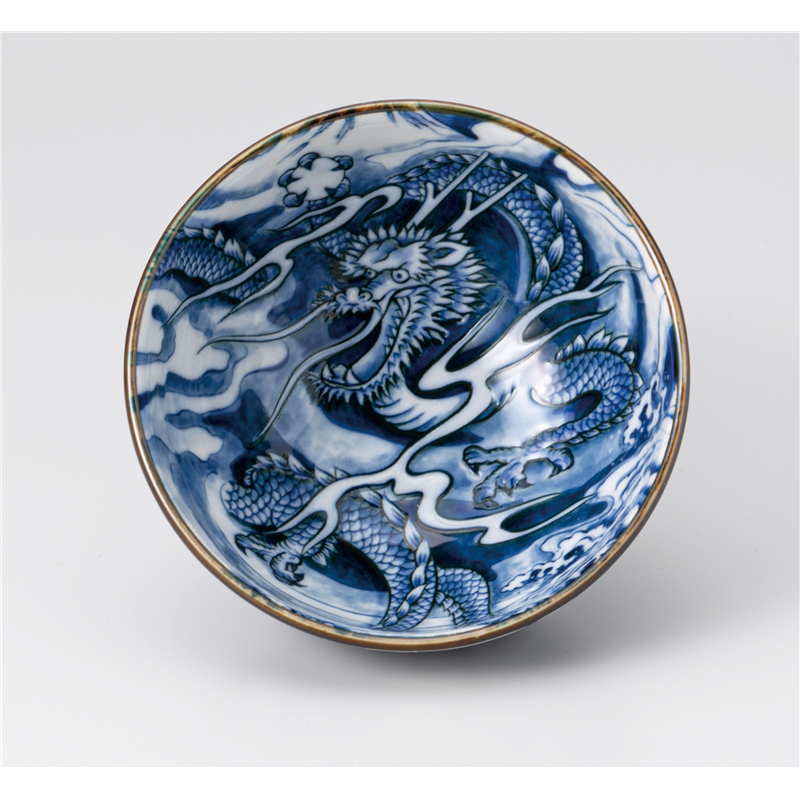 古林陶器 飯椀 ドラゴン 紺大平 1235460401 1個(ご注文単位1個)【直送品】