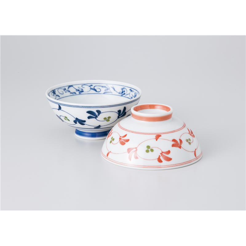 古林陶器 飯椀 内外栄唐草 青 健康茶碗 1036540352 1個（ご注文単位1個）【直送品】