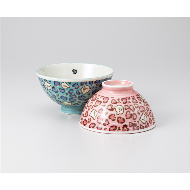 古林陶器 飯椀 ヒョウ柄ブタ(ブルー)大平 1235520751 1個（ご注文単位1個）【直送品】