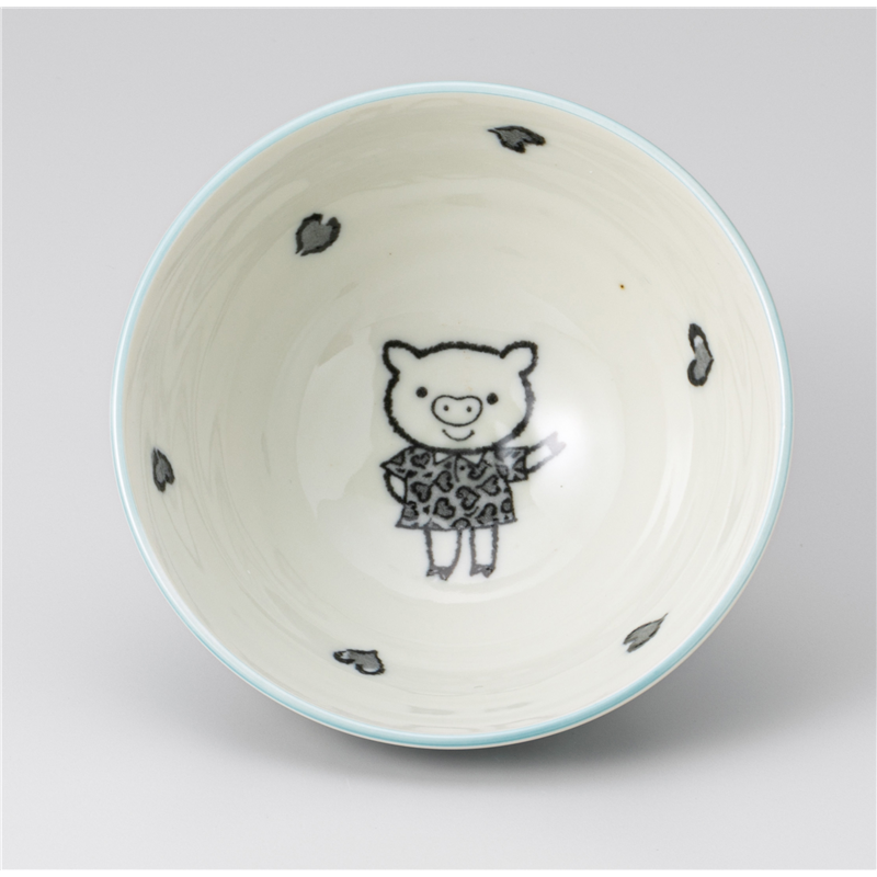 古林陶器 飯椀 ヒョウ柄ブタ(ブルー)大平 1235520751 1個（ご注文単位1個）【直送品】