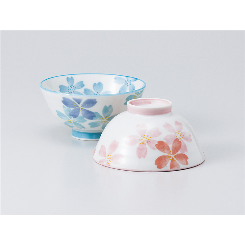 古林陶器 飯椀 桜(ブル-)中平 936730747 1個（ご注文単位1個）【直送品】