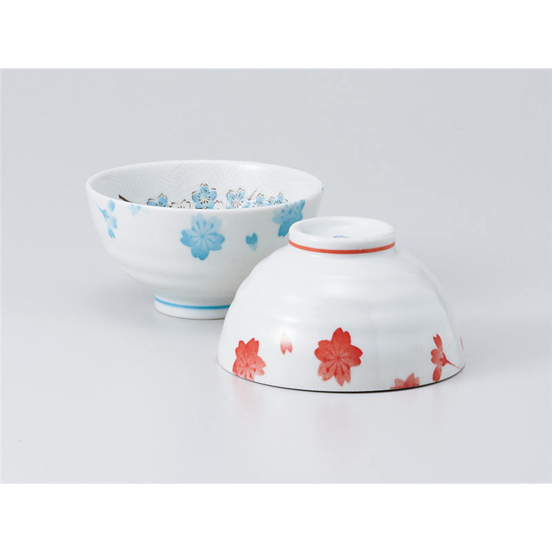 古林陶器 飯椀 千年桜丸碗 ブルー 936740101 1個（ご注文単位1個）【直送品】