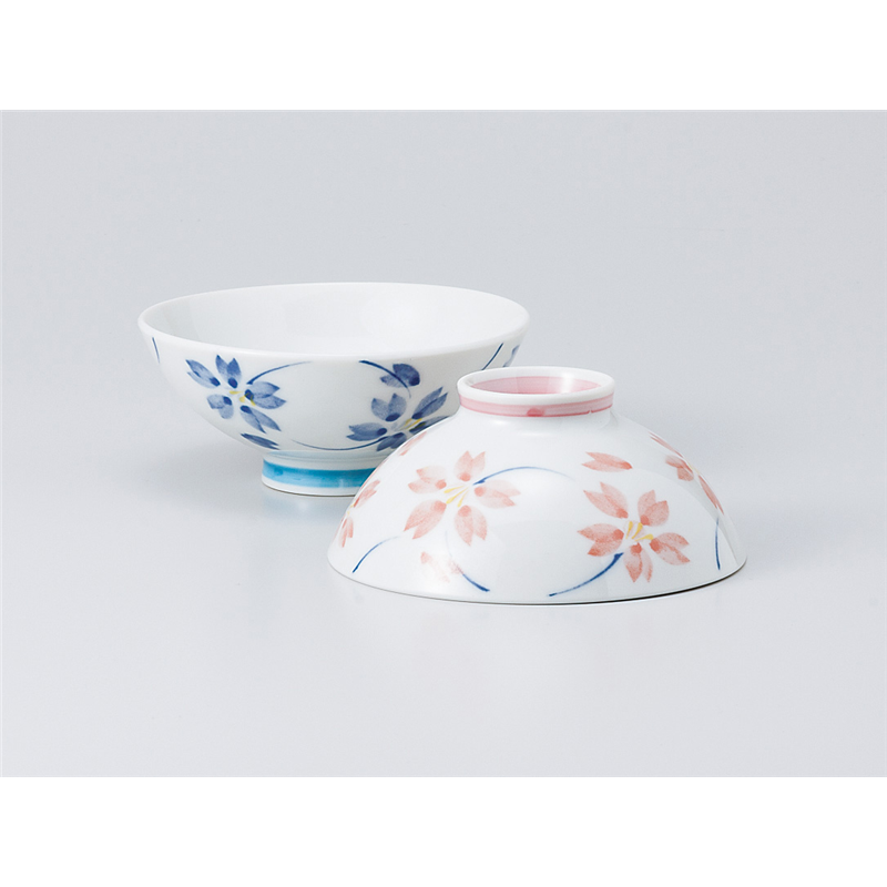 古林陶器 飯椀 枝さくら ブルー中平 936750352 1個（ご注文単位1個）【直送品】