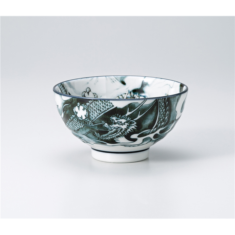 古林陶器 飯椀 ドラゴン 大平 黒 1332940601 1個（ご注文単位1個）【直送品】