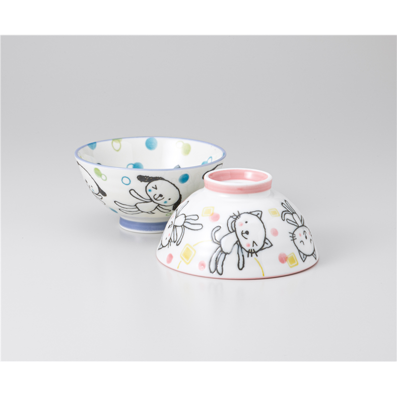 古林陶器 飯椀 内外三色黒ハスイねこ孫平 633950346 1個（ご注文単位1個）【直送品】