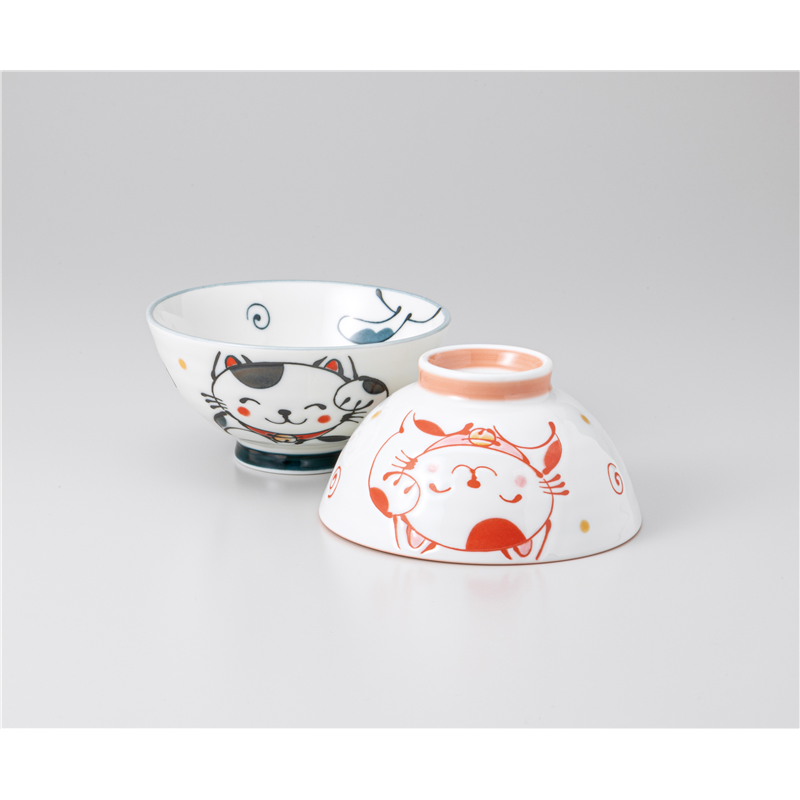 古林陶器 飯椀 招き猫孫平(黒) 834360570 1個（ご注文単位1個）【直送品】