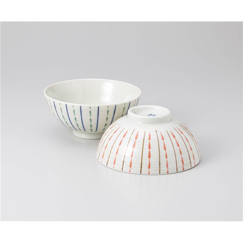 古林陶器 飯椀 破線十草(青)中平 936750554 1個（ご注文単位1個）【直送品】