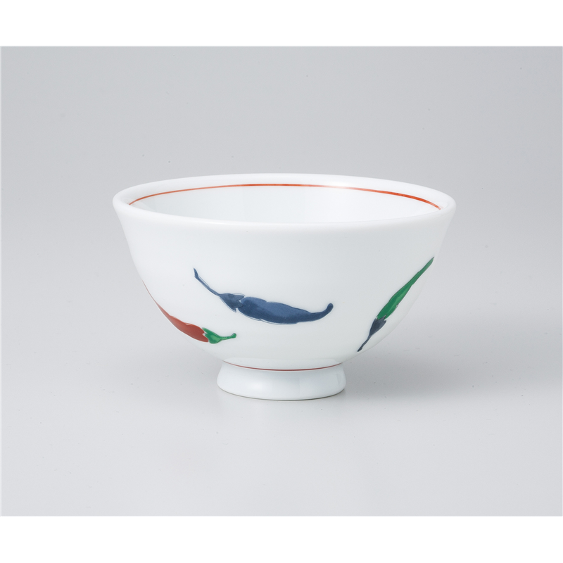 古林陶器 飯椀 白磁唐辛子絵軽量茶碗 1036930447 1個（ご注文単位1個）【直送品】