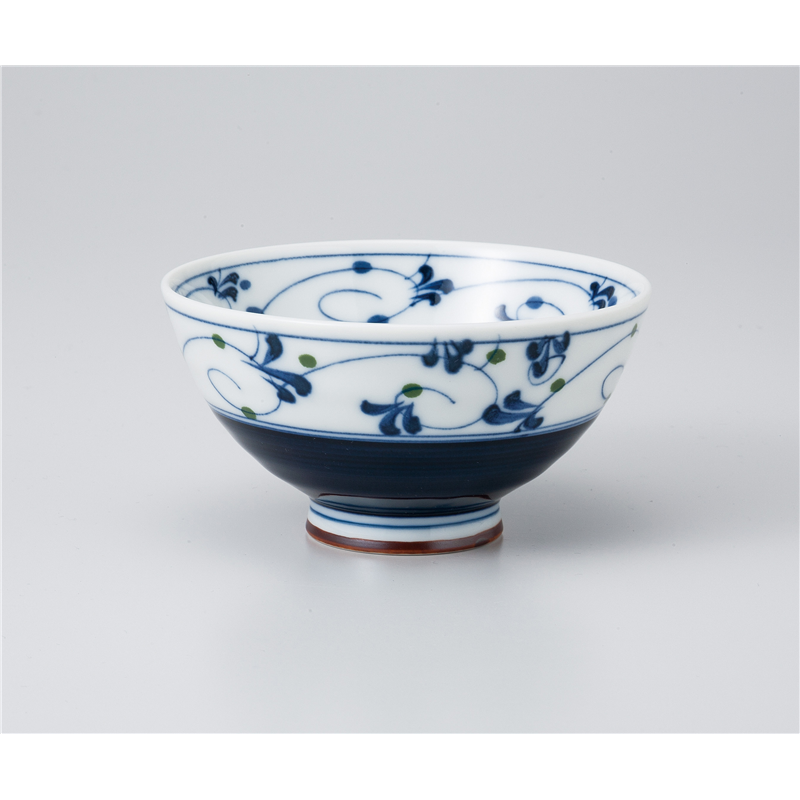 古林陶器 飯椀 内外土岐唐草青 中平 1036940452 1個（ご注文単位1個）【直送品】