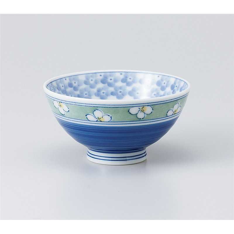 古林陶器 飯椀 内外ゴス巻渕花帯グリーン中平 936530152 1個（ご注文単位1個）【直送品】