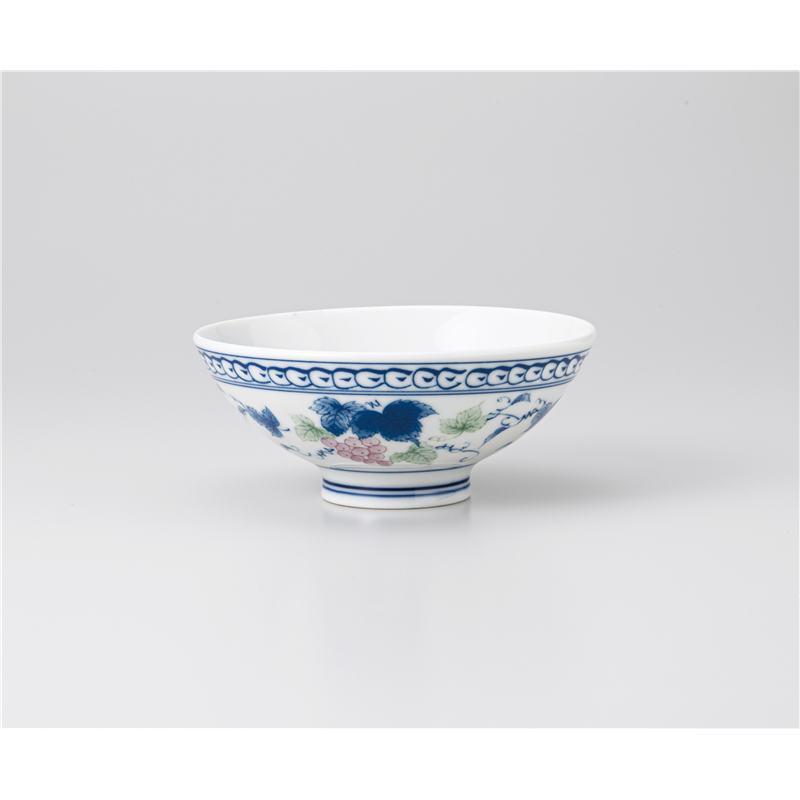 古林陶器 飯椀 染付ぶどう中平 1236060570 1個（ご注文単位1個）【直送品】