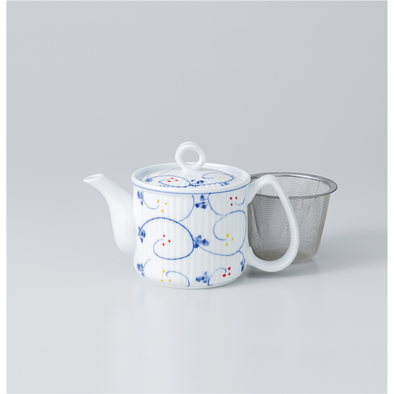 古林陶器 有田焼土瓶・有田焼ポット 点彩唐草筋彫ポット(小) 1136920290 1個（ご注文単位1個）【直送品】