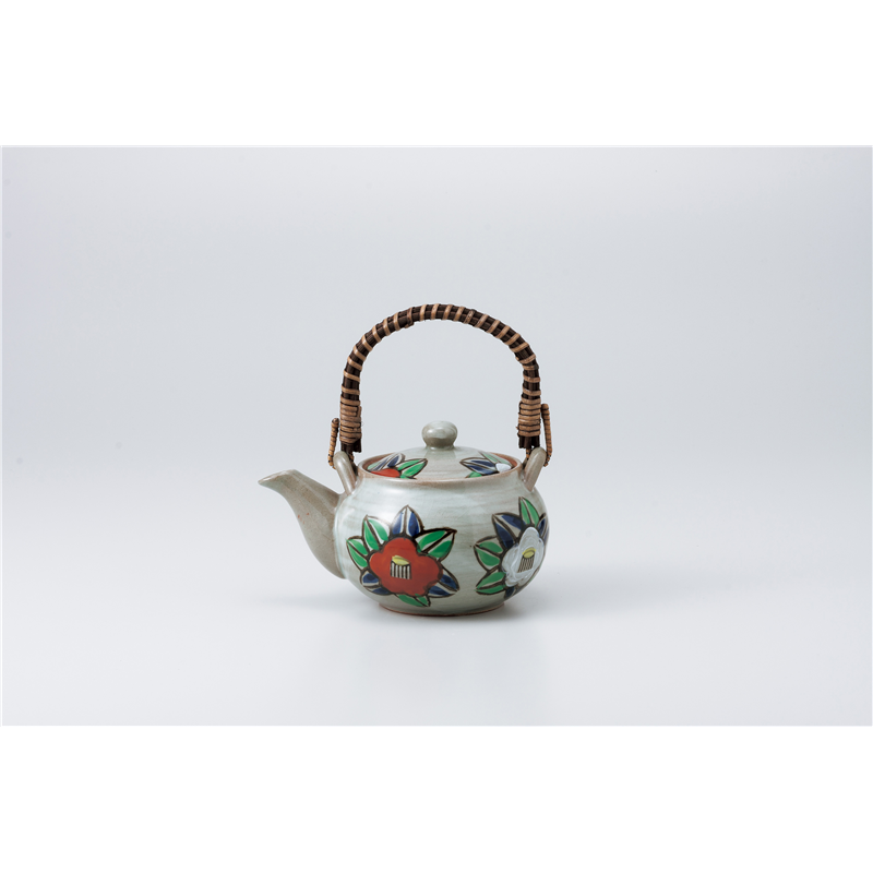 古林陶器 土瓶 染錦椿(中)土瓶 937530351 1個（ご注文単位1個）【直送品】