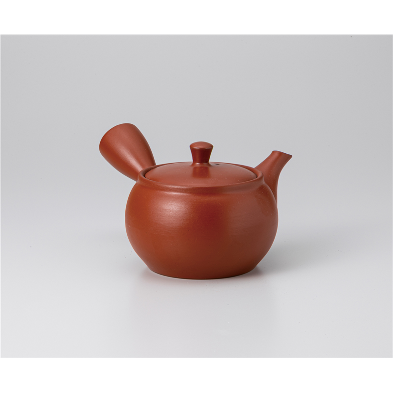 古林陶器 常滑焼急須・ポット 朱泥新丸大無地平網 1237010393 1個（ご注文単位1個）【直送品】