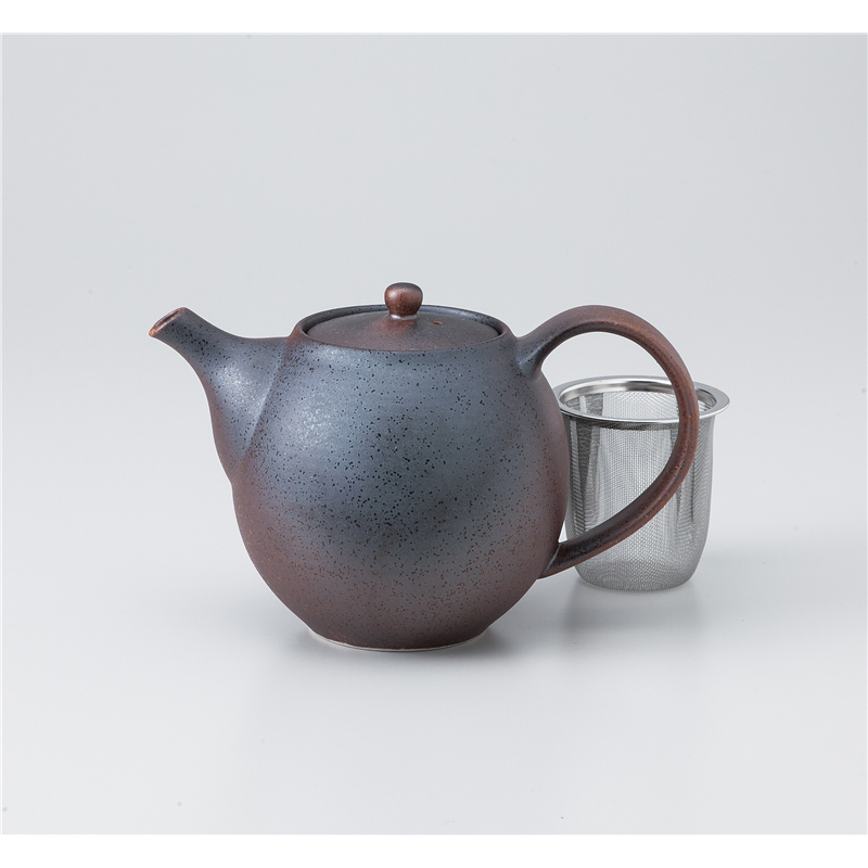 古林陶器 ポット 黒信楽ポット(アミ付) 1038230352 1個（ご注文単位1個）【直送品】