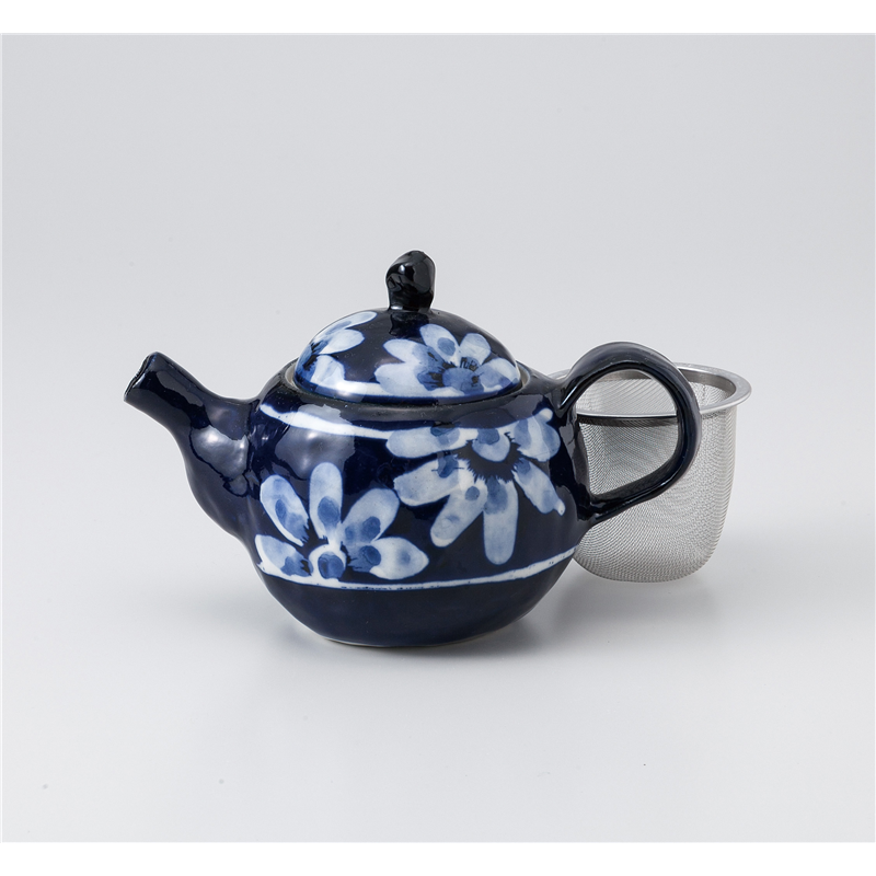 古林陶器 ポット 小町半菊ブルーポット 1038320151 1個（ご注文単位1個）【直送品】