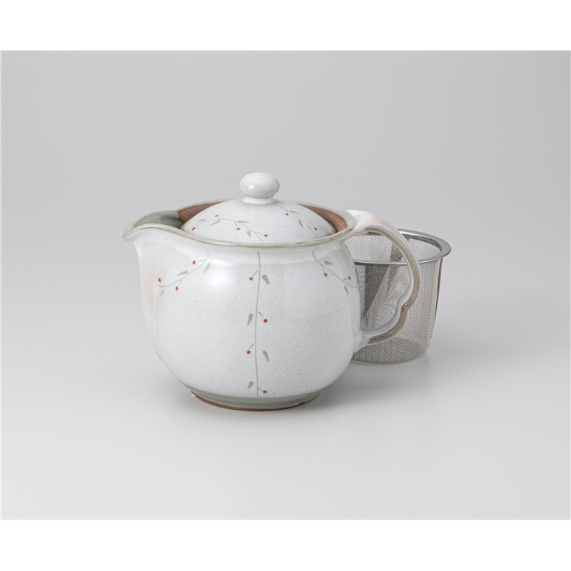 古林陶器 ポット 白若葉 ポット急須(アミ付) 1237520131 1個（ご注文単位1個）【直送品】