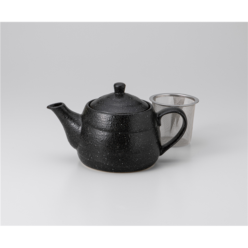 古林陶器 ポット 黒結晶 ポット急須(アミ付) 1237540531 1個（ご注文単位1個）【直送品】