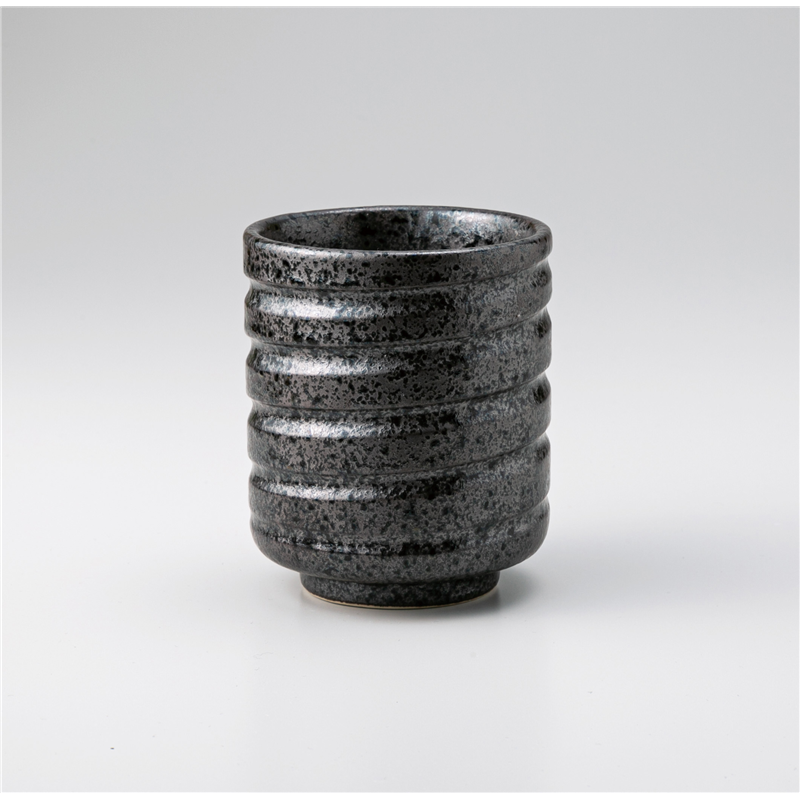 古林陶器 寿司湯呑 螺旋彫寿司湯呑 黒吹 1237750515 1個（ご注文単位1個）【直送品】