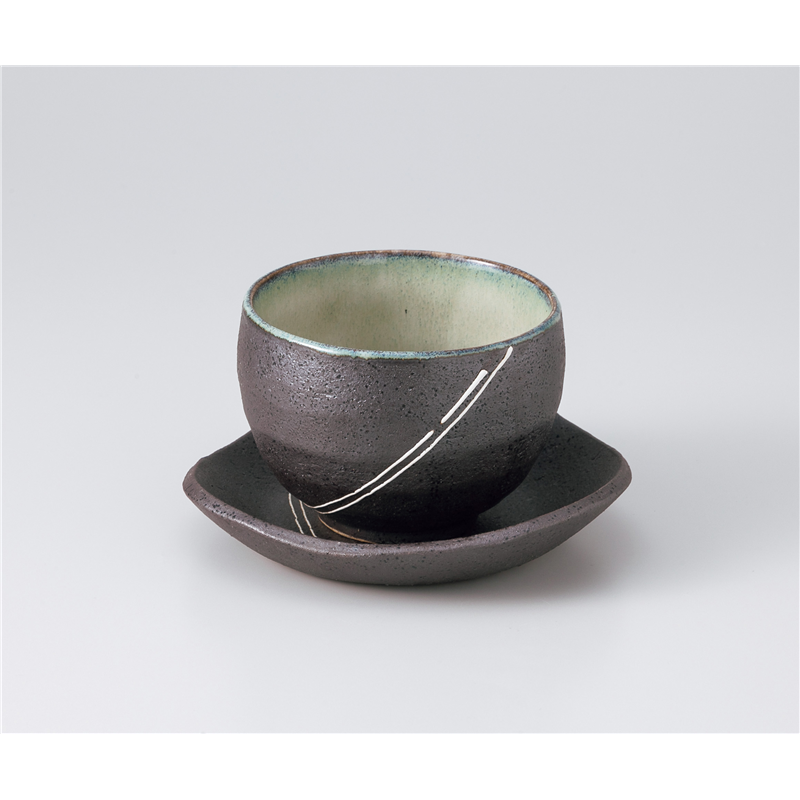 古林陶器 いっぷく椀 いっぷく碗皿 黒伊賀流星 1039010115 1個（ご注文単位1個）【直送品】