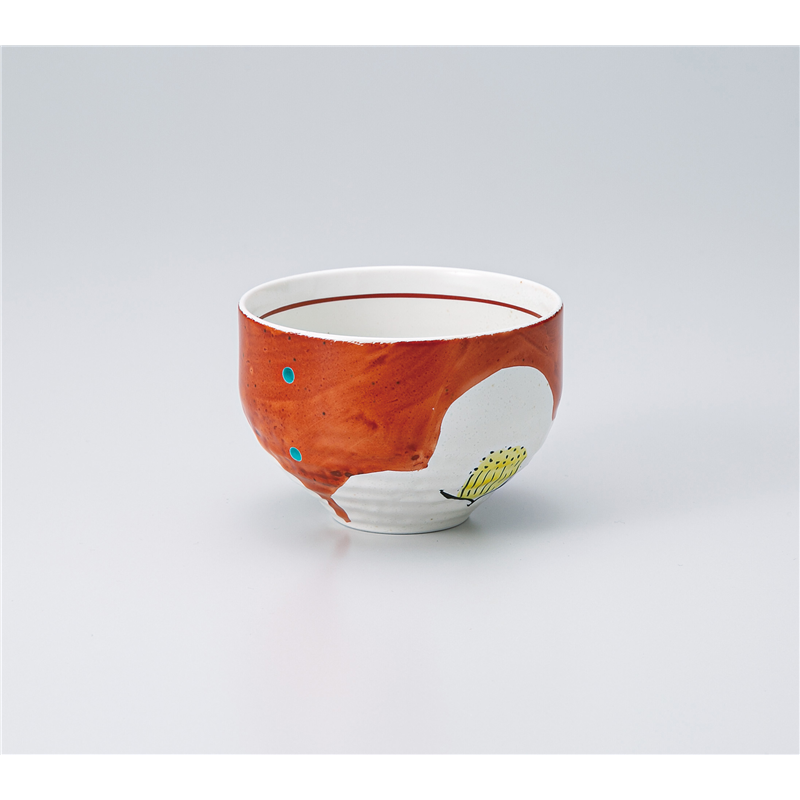 古林陶器 いっぷく椀 手描赤絵いっぷく碗 赤ダミ椿 1335130315 1個（ご注文単位1個）【直送品】