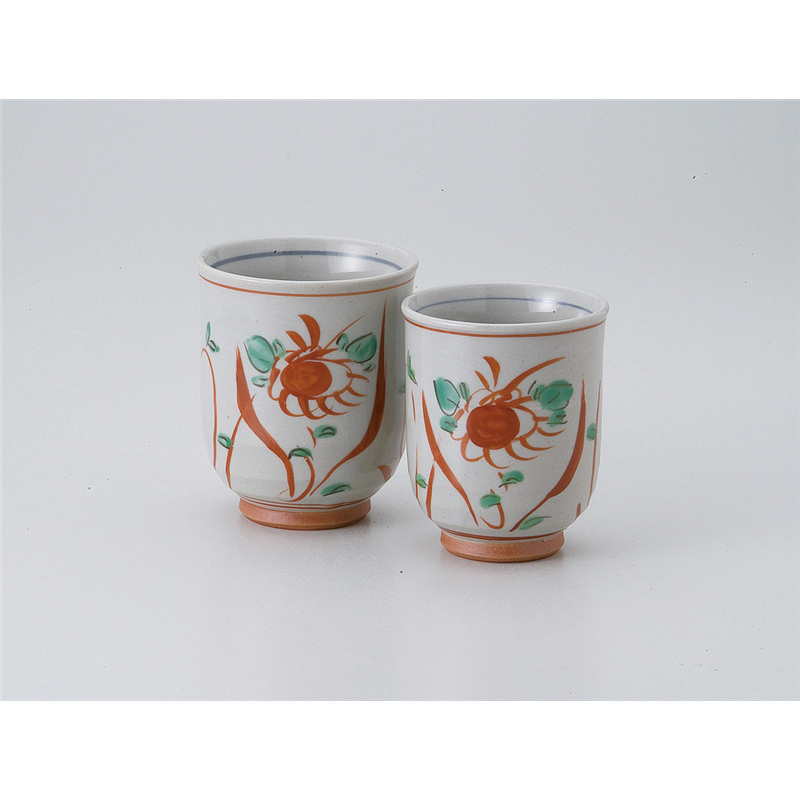 古林陶器 組湯呑 赤絵花鳥湯呑(大) 536630125 1個（ご注文単位1個）【直送品】